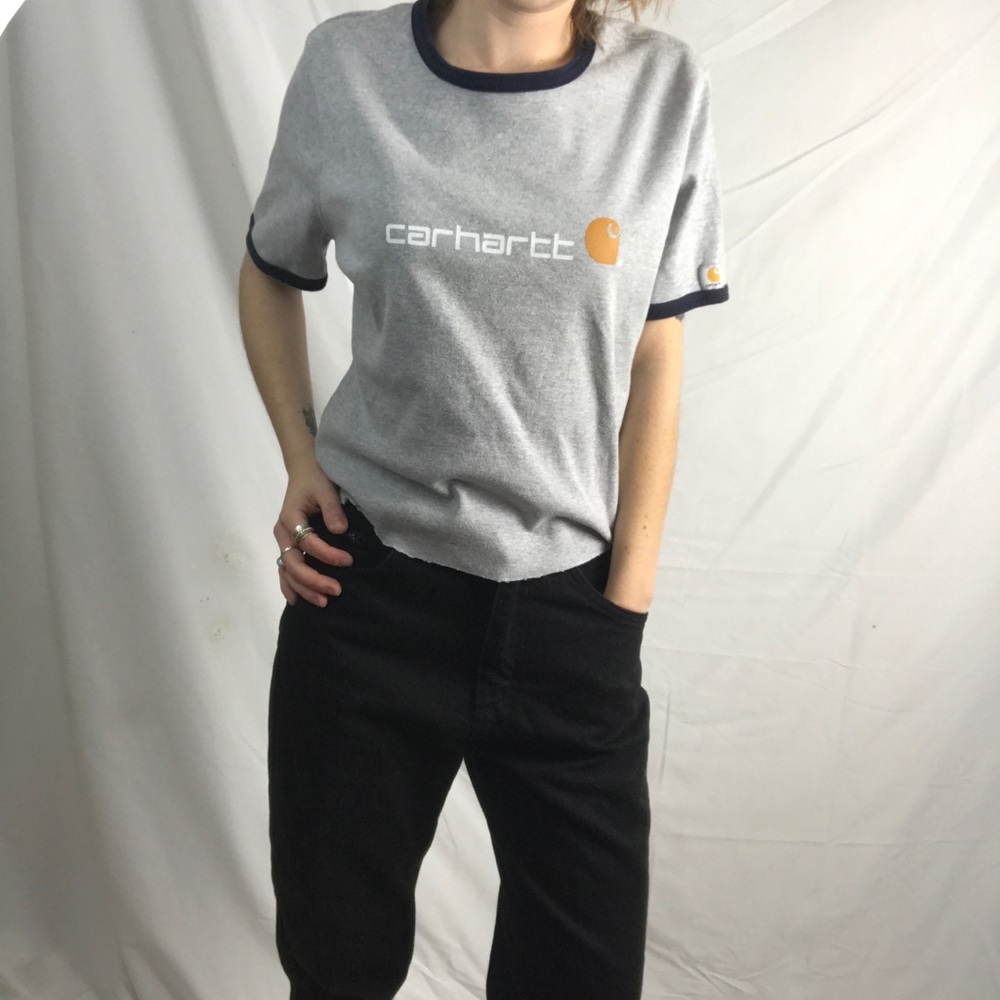 90’s CARHARTT Cropped Ringer Tee Medium